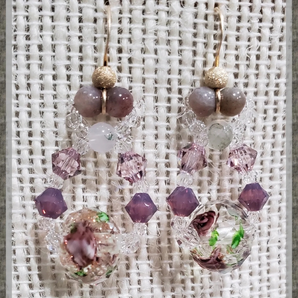 3 piece Mother's Day gift Crystal, Glass, and Gold Handmade Jewelry Set Original